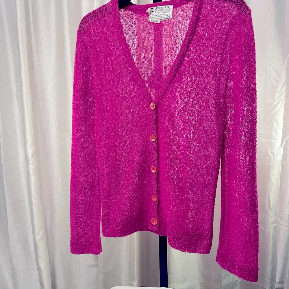 Vintage LOUBELLA Extendables Fuchsia cardigan, size Medium